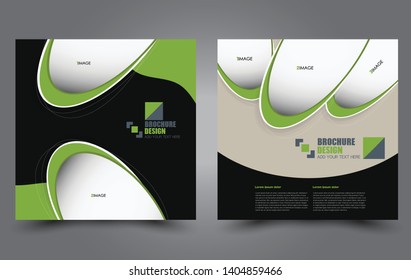 Square flyer design. A cover for brochure.  Website or advertisement banner template. Vector illustration. Green color.