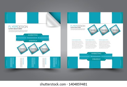 Square flyer design. A cover for brochure.  Website or advertisement banner template. Vector illustration. Blue color.