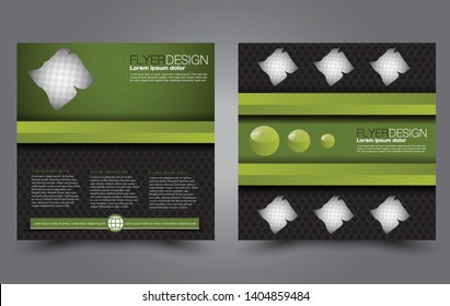 Square flyer design. A cover for brochure.  Website or advertisement banner template. Vector illustration. Green color.