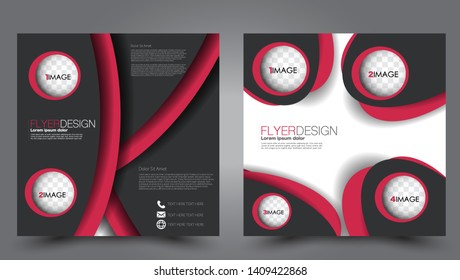 Square flyer design. A cover for brochure.  Website or advertisement banner template. Vector illustration. Red and black color.