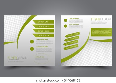 Square flyer template. Brochure design. Annual report poster. Leaflet cover. For business and education. Vector illustration. Green color.