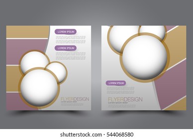 Square flyer template. Brochure design. Annual report poster. Leaflet cover. For business and education. Vector illustration. Brown color.