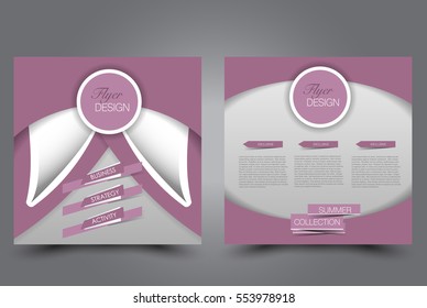 Square flyer template. Brochure design. Annual report poster. Leaflet cover. For business and education. Vector illustration. Pink color.