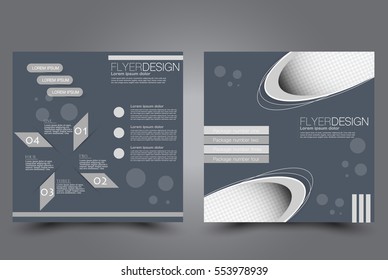 Square flyer template. Brochure design. Annual report poster. Leaflet cover. For business and education. Vector illustration. Grey color.