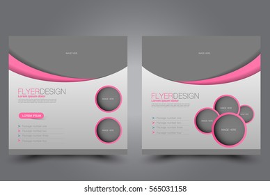 Square flyer template. Brochure design. Annual report poster. Leaflet cover. For business and education. Vector illustration. Pink color