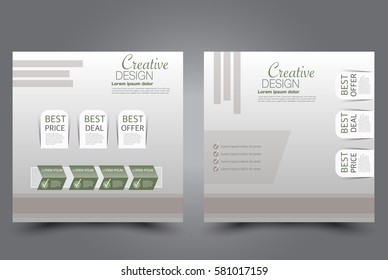 Square flyer template. Brochure design. Annual report poster. Leaflet cover. For business and education. Vector illustration. Green color.