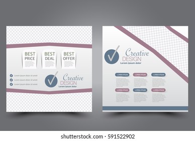 Square flyer template. Brochure design. Annual report poster. Leaflet cover. For business and education. Vector illustration. Brown color