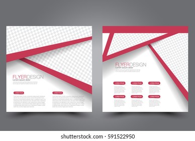Square flyer template. Brochure design. Annual report poster. Leaflet cover. For business and education. Vector illustration. Red color