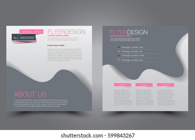 Square flyer template. Brochure design. Annual report poster. Leaflet cover. For business and education. Vector illustration. Pink and grey color