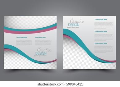 Square flyer template. Brochure design. Annual report poster. Leaflet cover. For business and education. Vector illustration. Blue and red color