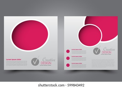 Square flyer template. Brochure design. Annual report poster. Leaflet cover. For business and education. Vector illustration. Pink color