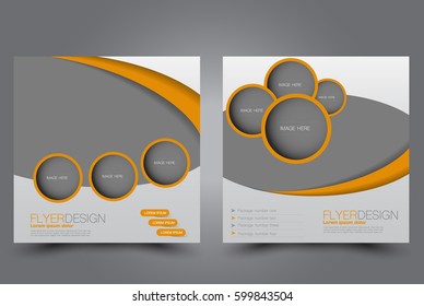 Square Flyer Template. Brochure Design. Annual Report Poster. Leaflet Cover. For Business And Education. Vector Illustration. Orange Color