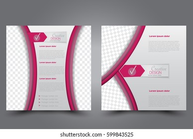 Square flyer template. Brochure design. Annual report poster. Leaflet cover. For business and education. Vector illustration. Pink color