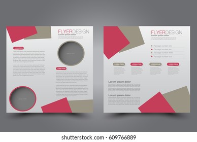 Square flyer template. Brochure design. Annual report poster. Leaflet cover. For business and education. Vector illustration. Red and brown color