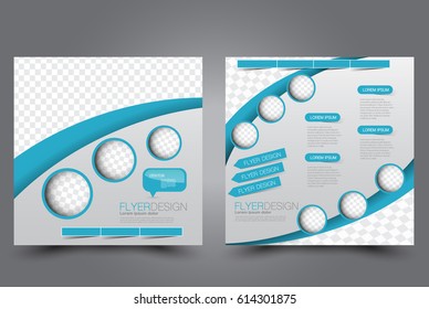 Square flyer template. Brochure design. Annual report poster. Leaflet cover. For business and education. Vector illustration. Blue color.