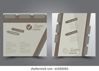 Square flyer template. Brochure design. Annual report poster. Leaflet cover. For business and education. Vector illustration. Brown color.
