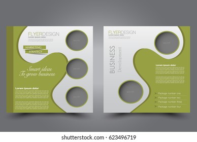 Square flyer template. Brochure design. Annual report poster. Leaflet cover. For business and education. Vector illustration. Green color.
