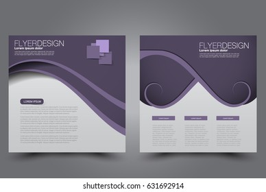 Square flyer template. Brochure design. Annual report poster. Leaflet cover. For business and education. Vector illustration. Purple color