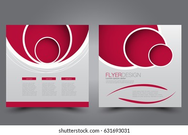 Square flyer template. Brochure design. Annual report poster. Leaflet cover. For business and education. Vector illustration. Red color