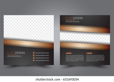 Square flyer template. Brochure design. Annual report poster. Leaflet cover. For business and education. Vector illustration. Black and brown color
