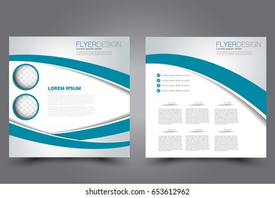 Square flyer template. Brochure design. Annual report poster. Leaflet cover. For business and education. Vector illustration. Blue color.
