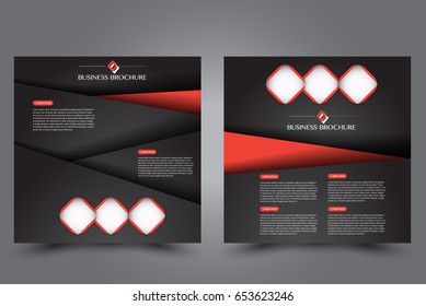 Square flyer template. Brochure design. Annual report poster. Leaflet cover. For business and education. Vector illustration. Black and red color.