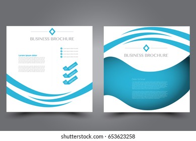 Square flyer template. Brochure design. Annual report poster. Leaflet cover. For business and education. Vector illustration. Blue color.