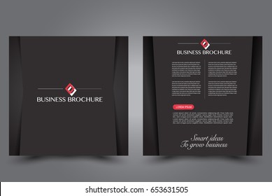 Square flyer template. Brochure design. Annual report poster. Leaflet cover. For business and education. Vector illustration. Black and red color.