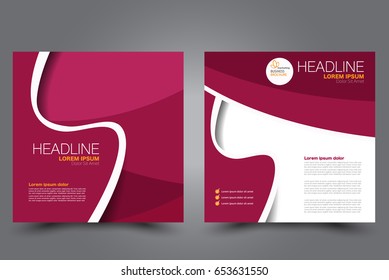 Square flyer template. Brochure design. Annual report poster. Leaflet cover. For business and education. Vector illustration. Pink color.