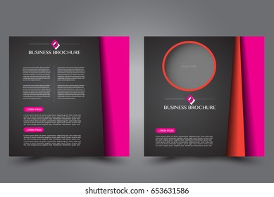Square flyer template. Brochure design. Annual report poster. Leaflet cover. For business and education. Vector illustration. Black, pink, and red color.