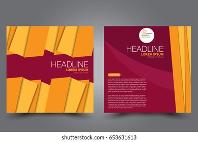 Square flyer template. Brochure design. Annual report poster. Leaflet cover. For business and education. Vector illustration. Red and orange color.