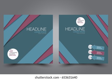 Square flyer template. Brochure design. Annual report poster. Leaflet cover. For business and education. Vector illustration. Red and blue color.