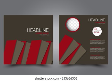 Square flyer template. Brochure design. Annual report poster. Leaflet cover. For business and education. Vector illustration. Red and brown color.