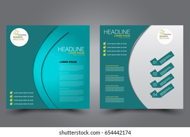 Square flyer template. Brochure design. Annual report poster. Leaflet cover. For business and education. Vector illustration. Green color.