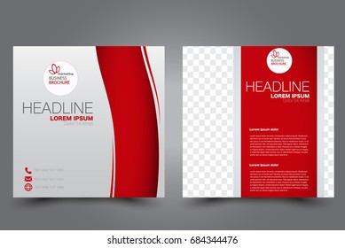 Square flyer template. Brochure design. Annual report poster. Leaflet cover. For business and education. Vector illustration. Red color.