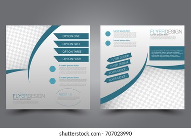 Square flyer template. Brochure design. Annual report poster. Leaflet cover. For business and education. Vector illustration. Blue color.