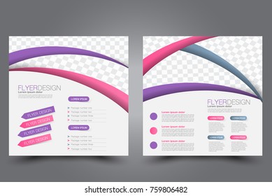 Square flyer template. Brochure design. Annual report poster. Leaflet cover. For business and education. Vector illustration. Pink and purple color.