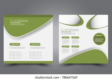Square flyer template. Brochure design. Annual report poster. Leaflet cover. For business and education. Vector illustration. Green color.