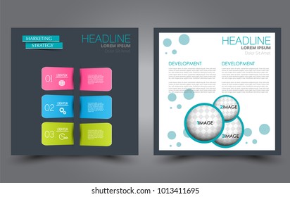 Square flyer template. Simple brochure design. For business and education. Vector illustration. 