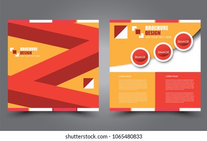 Square flyer template. Simple brochure design. For business and education. Vector illustration. Red and orange color.
