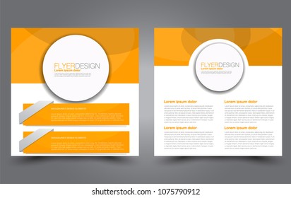 Square flyer template. Simple brochure design. For business and education. Vector illustration. Orange color.