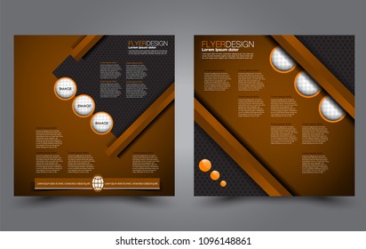 Square flyer template. Simple brochure design. For business and education. Vector illustration. Brown and black color.