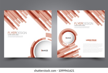 Square flyer template. Simple brochure design. For business and education. Vector illustration. Red color.
