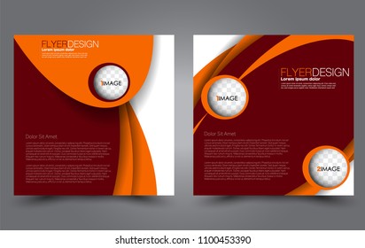 Square flyer template. Simple brochure design. For business and education. Vector illustration. Red and orange color.