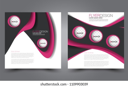 Square flyer template. Simple brochure design. For business and education. Vector illustration. Black and orange color.
