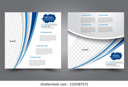Square flyer template. Simple brochure design. For business and education. Vector illustration. Blue color.