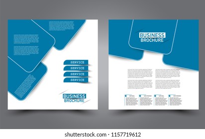 Square flyer template. Simple brochure design. For business and education. Vector illustration. Blue color.