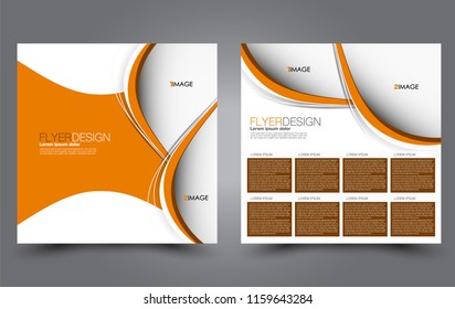 Square flyer template. Simple brochure design. For business and education. Vector illustration. Orange color.