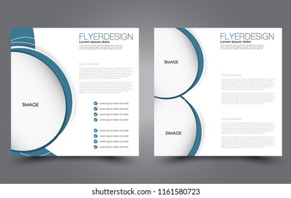 Square flyer template. Simple brochure design. For business and education. Vector illustration. Blue color.