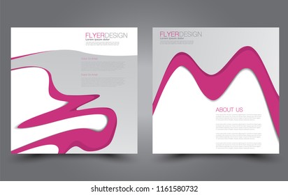 Square flyer template. Simple brochure design. For business and education. Vector illustration. Pink color.